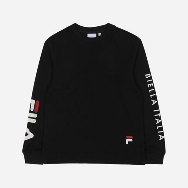 Camisetas Manga Corta Fila Niñas Negras - Biella Italia Crew Neck L/S - España 197032VFP